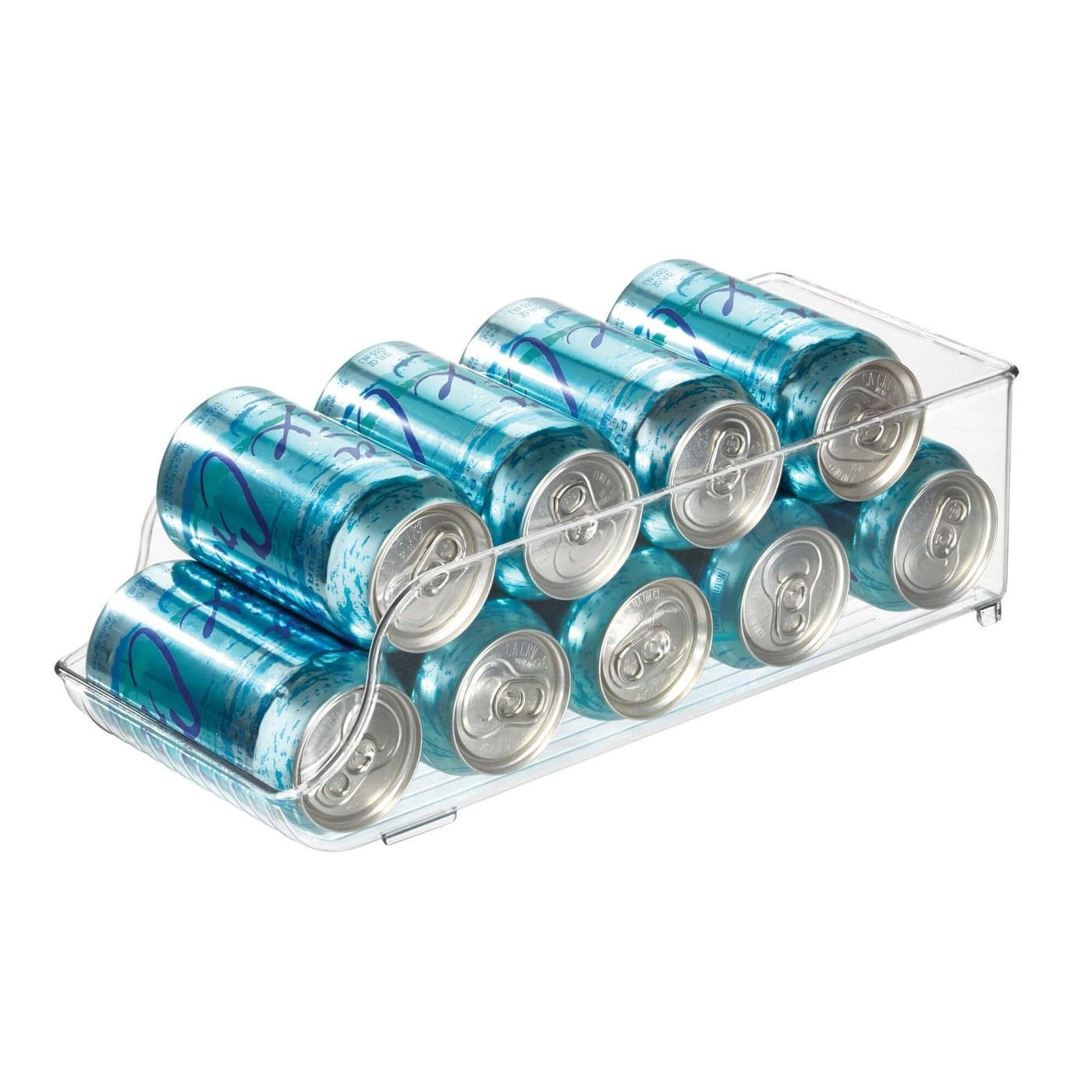 iDesign BPA-Free Plastic Water Bottle and Drink Holder Fridge Organizer Bin for Kitchen, Basement, Garage Fridge – 13.7" X 5.4" X 4.1", Clear Plastic, Set of 1