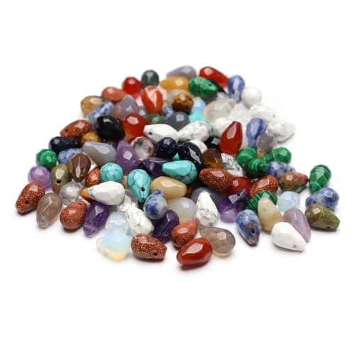 40 Pcs Healing Loose Beads Faceted Water Drop Shape Natural Multicolor Stone Pendants Crystal for Jewelry Making DIY Craft