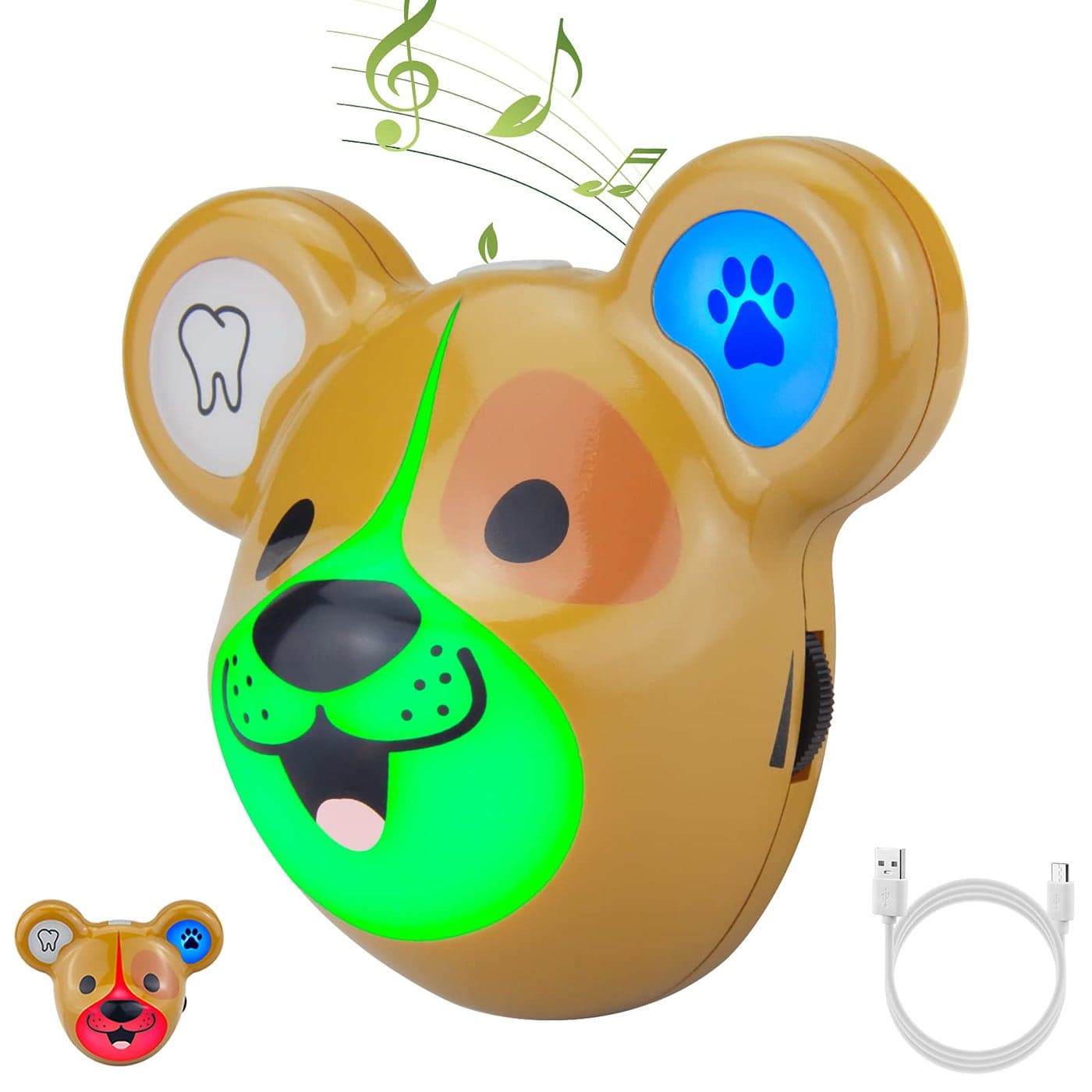 LUXSWAY Cute Animal Toothbrushing Timer with Musical Volume, 2 Minute Kid Timer for Toothbrushing, 20 Seconds Wash Hand Timer Training Games, Rechargeable Colored Led Light Visual Timer- Dog