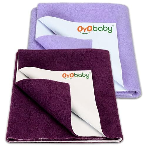 OYO BABY Waterproof Baby Bed Protector Dry Sheets for New Born Babies | Reusable Mats | Cot & Bassinet Gift Pack (Gift Pack 2, Plum)
