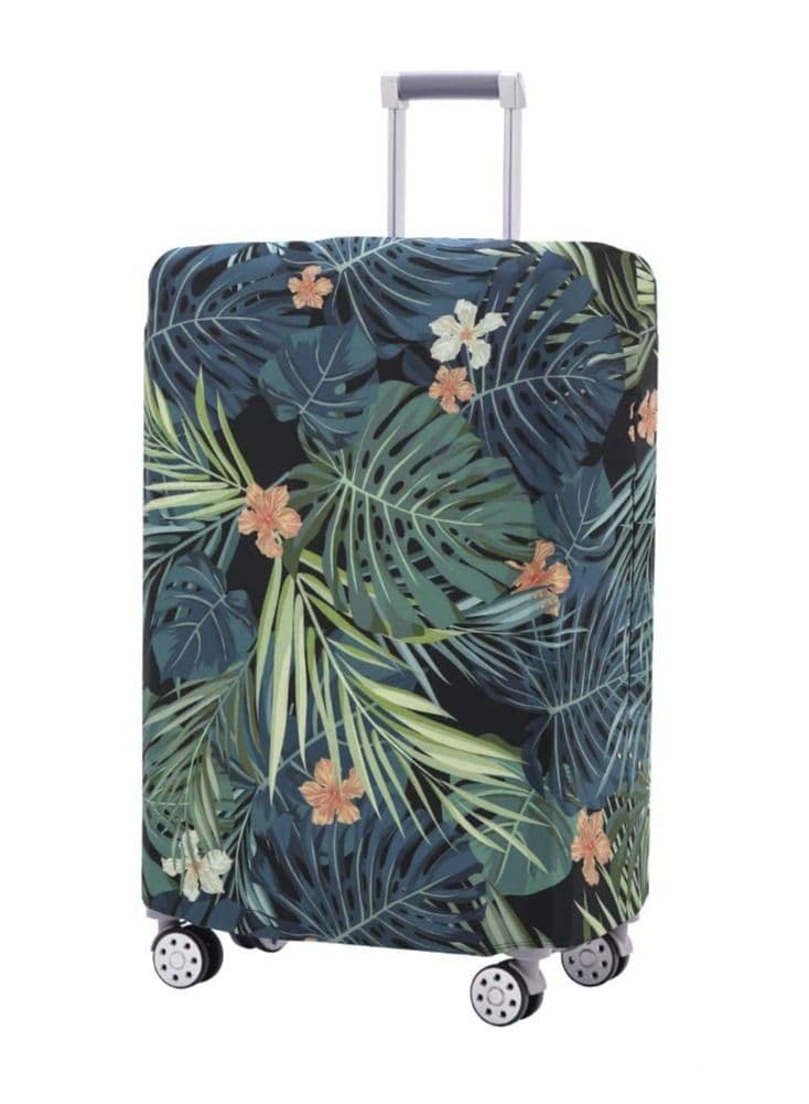 Travel Luggage Cover, Washable Gear Cover Baggage Suitcase Protector, Fit for 22-24 Inch luggage Spandex Protective Cover(Leaves-Green, M)