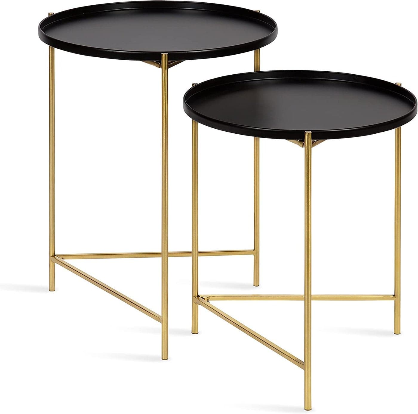 Indian Decor 45273 Metal Modern Sophisticated Glam Storage and Display Nesting Side End Table Black and Gold Set of 2