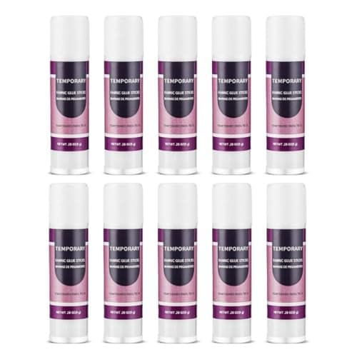 Chivertion 10 Pcs Temporary Fabric Glue 028 oz Water Soluble White Fabric Glue Stick for Quilting Man Woman Sewing and Craft and Home Use