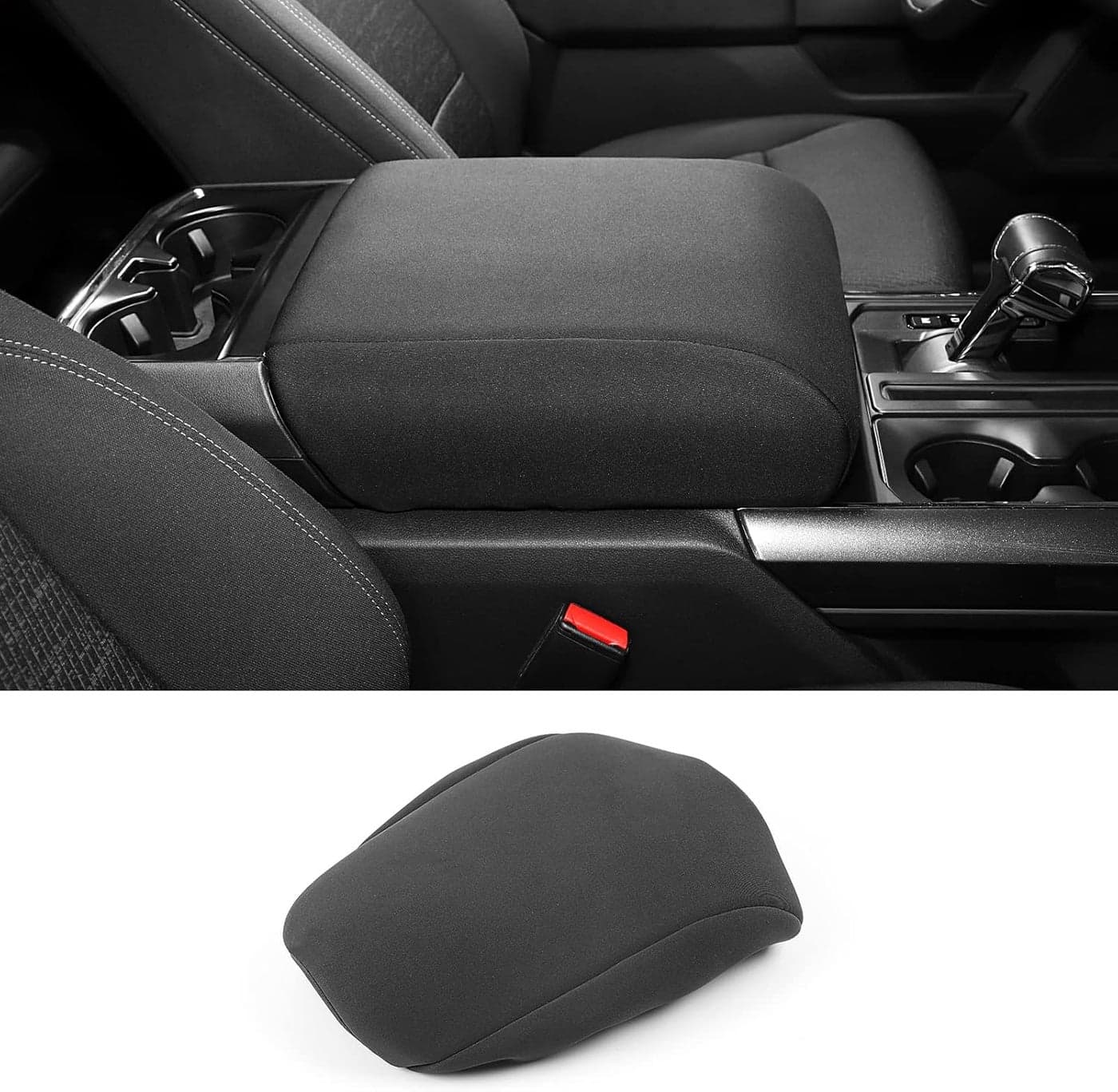 JeCar Neoprene Center Console Pad Armrest Cushion Cover for Ford F150 2021 2022 - Black