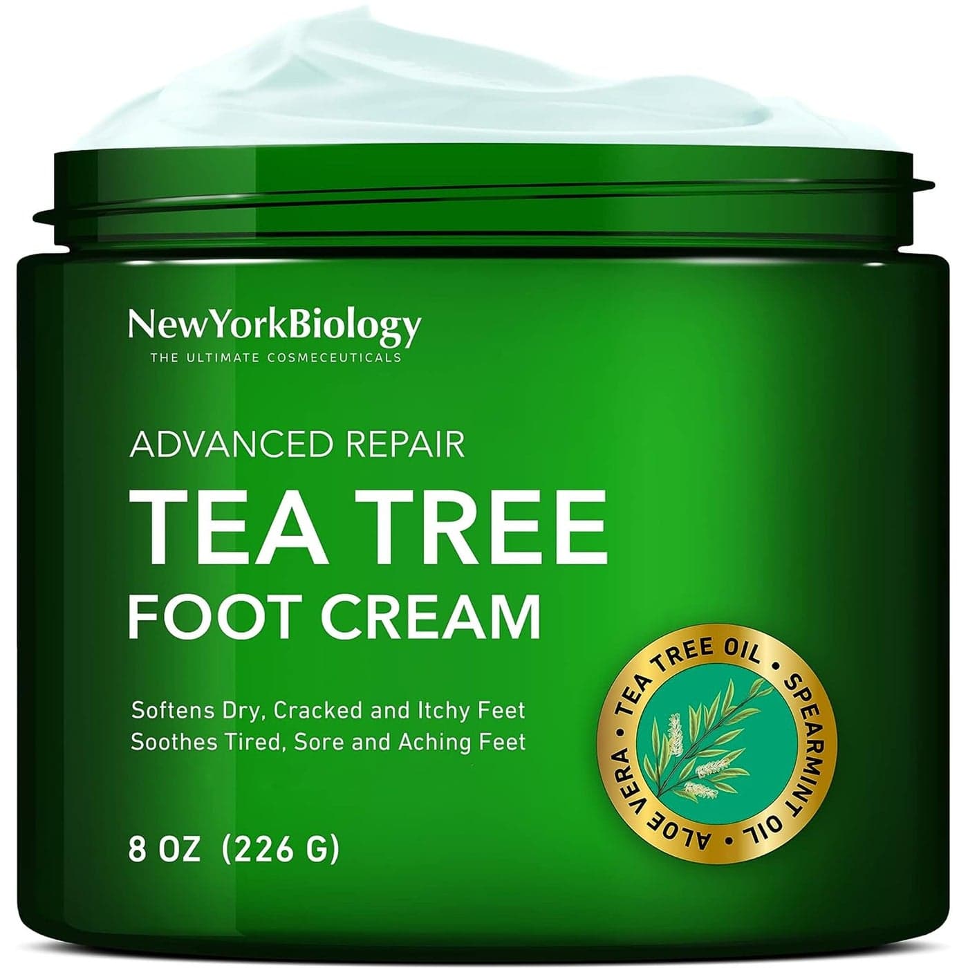 New York Biology Tea Tree Oil Foot Cream for Dry Cracked Feet Athletes Foot Nail Fungus Jock Itch Ringworm Cracked Heels and Itchy Skin Foot Cream 8 oz
