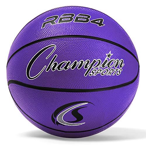 Champion Sports Rubber Intermediate Basketball, Heavy Duty - Pro-Style Basketballs, Premium Basketball Equipment, Indoor Outdoor - Sports Education Supplies (Size 6, Purple)