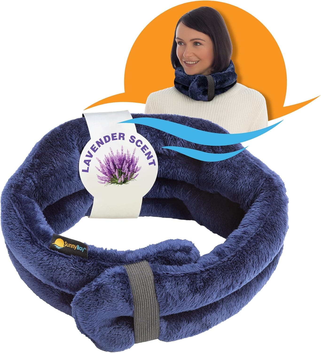 SunnyBay Microwave Heating Pad Microwavable Heated Neck and Shoulder Wrap with Wide Neck Coverage HandsFree Moist Aromatherapy Hot Pack with Lavender 26x7 Inches 25 lbs Navy Blue