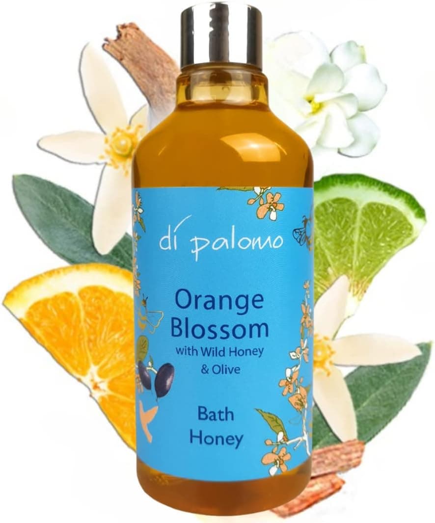 Di Palomo Orange Blossom Honey Bath Honey 300ml Bath Oil Bubble Bath Blend Womens Shower Gel with Moisturising Skin Care Luxury Body Wash Relaxation Gift For Women Pamper Gifts For Her