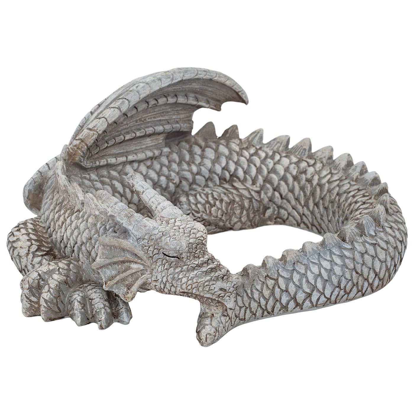NAT Jules Small Sleeping Dragon Concrete Finish 10 inch Resin Garden Sculpture