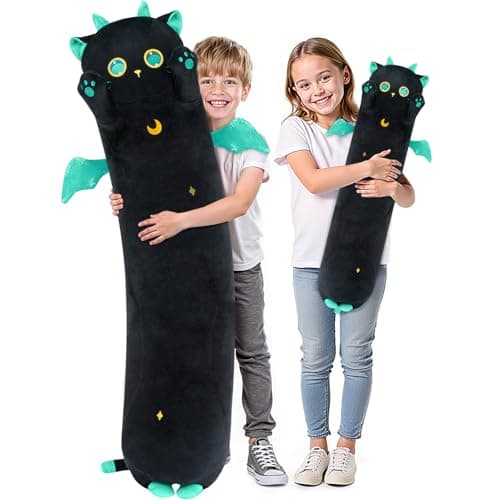 Mewaii Long Cat Plush 5 Sizes 120 Extra Filling Giant Plushness Kids Body Pillow Kawaii Cute Big Eyes Stuffed Animal Plushie Big Long Body Pillow Cat Plush Gift for Girls 20