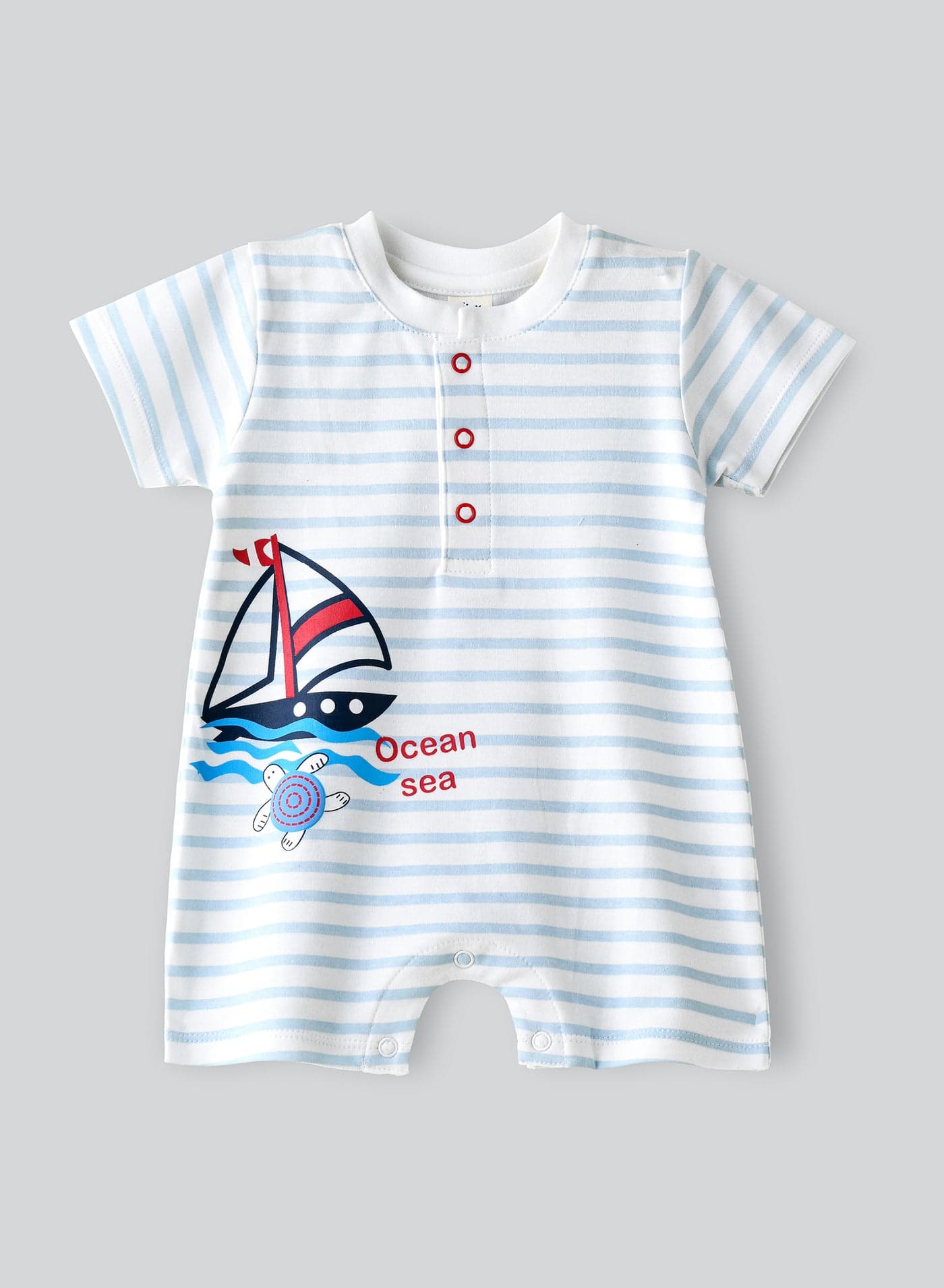 Baby Boy Blue Striped Sailboat Onesie
