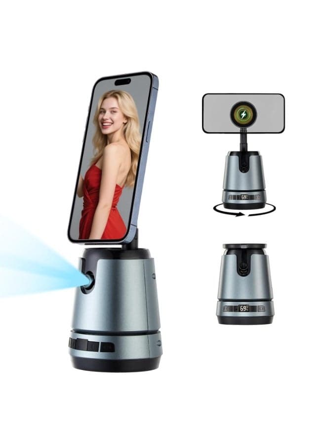 FKU Q05 AI Face Tracking Selfie Stand with 360° Rotation, Gimbal Stabilizer & Gesture Control for Smartphones - Black