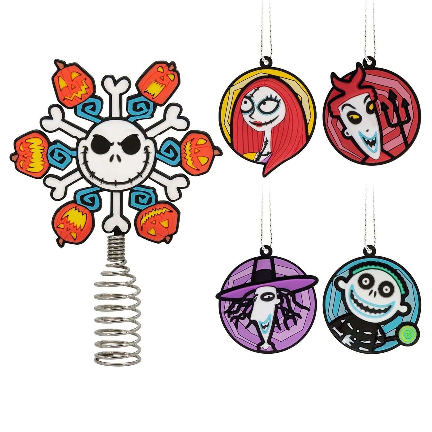 Hallmark Disney Tim Burtons The Nightmare Before Christmas 5 Miniature Christmas Tree Topper and 17 Mini Ornaments Set of 5 Shatterproof