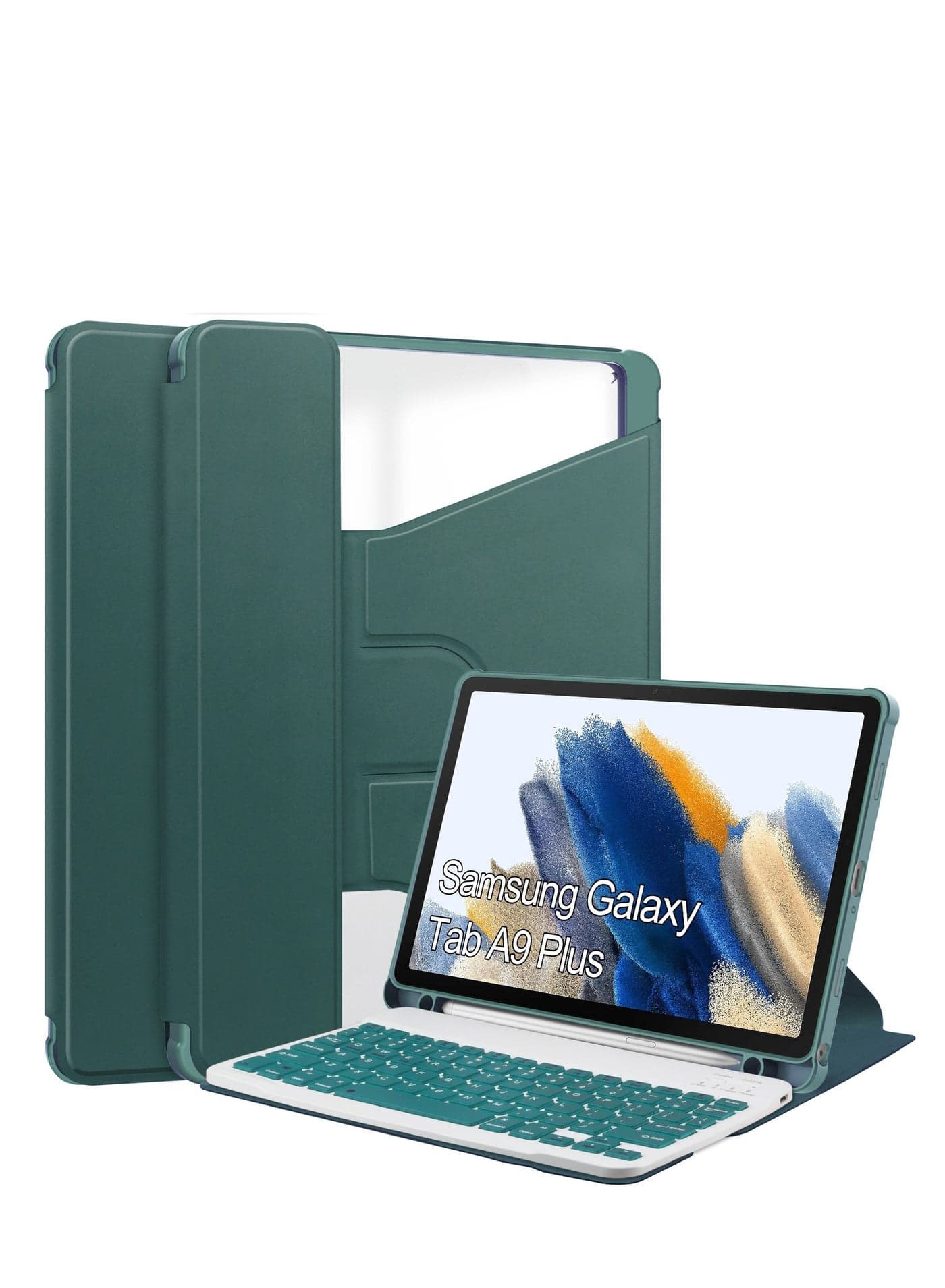 Samsung Galaxy Tab A9 Plus Case with Detachable Wireless Keyboard Soft TPU Cover Auto Open Close Multiple Viewing Angles