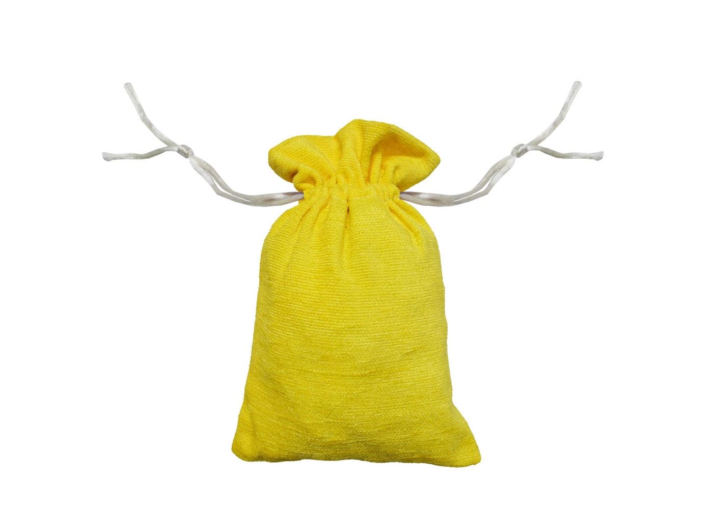 Khooti Molfino Gift Pouch/Jewellery Pouch Potli Bag, 4x4 Inches (Yellow)(Pack of 5)