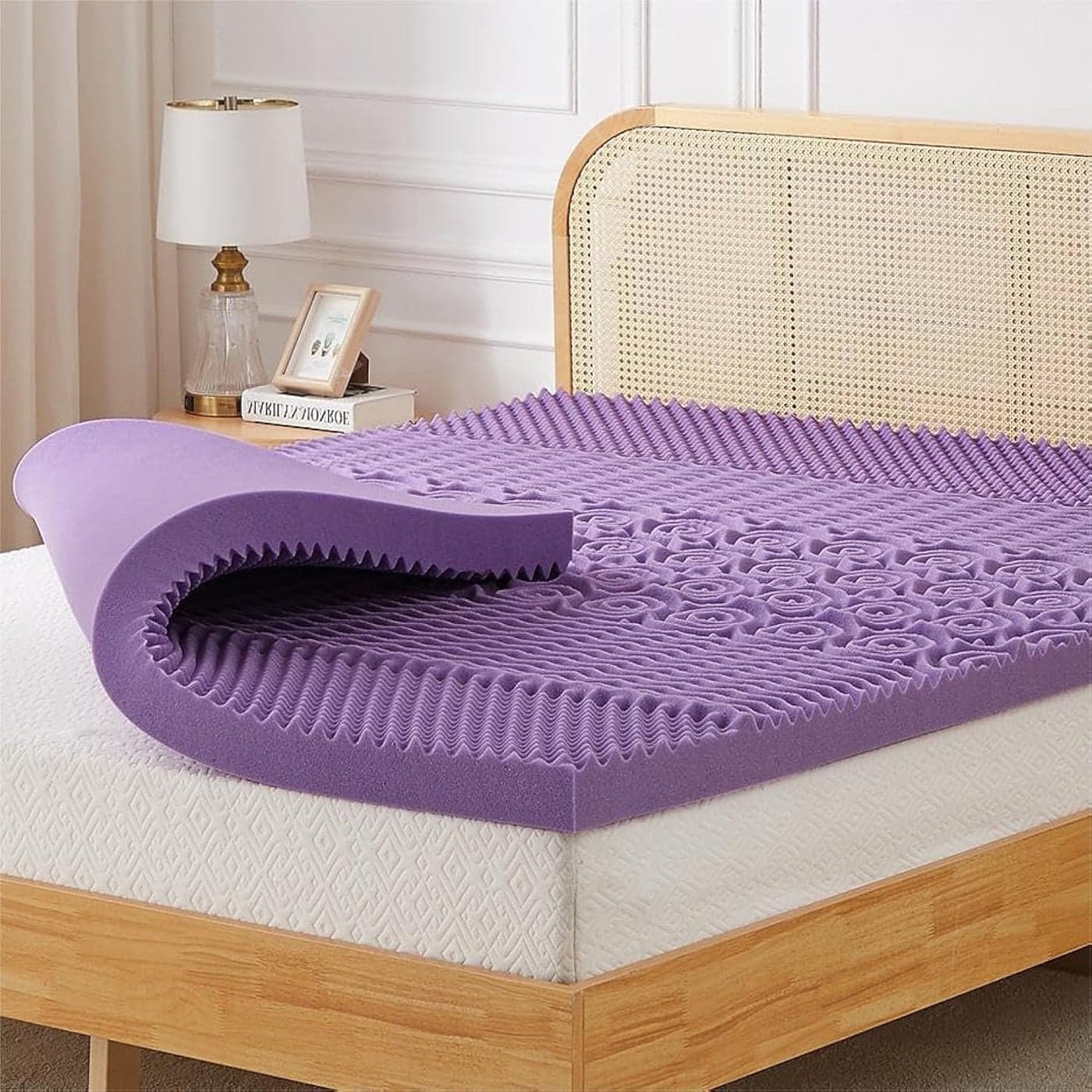 IULULU Mattress Topper 3 Inch Full Size 5Zone Gel Memory Foam Egg Crate Bed Topper Targeted Support Pressure Relief CertiPURUS Certified Lavender