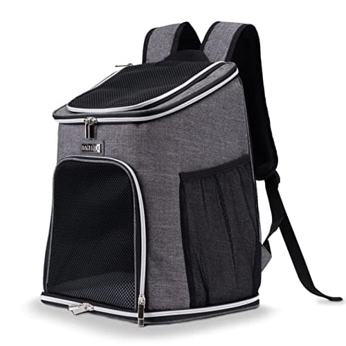 BAGLHER Cat Backpack Carrier, Mesh Pet Cat Carrier for Medium Small Dog Cat Puppy Kitten Bunny up to 18lbs, Dog Travel Backpack for Picnic Hiking Walking Cycling,Grey