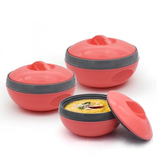 Asian Venus Plastic Casserole Set, 3 Pieces, Pink