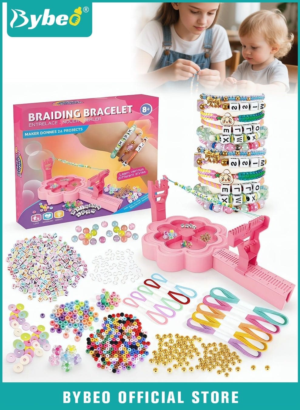 619PCS Bracelet Making Kit for Girls, Charm Bracelets Machine, DIY Jewelry Set for Bracelets, Necklaces and Keychains, DIY Arts and Crafts Gifts Toys for Teen Girls 8+ Years