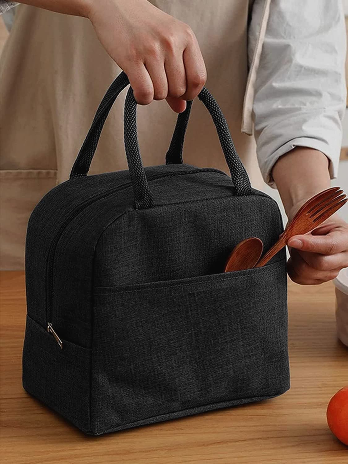 ProArch Small Tote Cooler Insulated Food Bags Portable Picnic Lunch Box Bag for Office Travel Picnic Thermal Bag Aluminum Foil Thickened Bento Tote Bags Student Office Worker (PIcBlack)