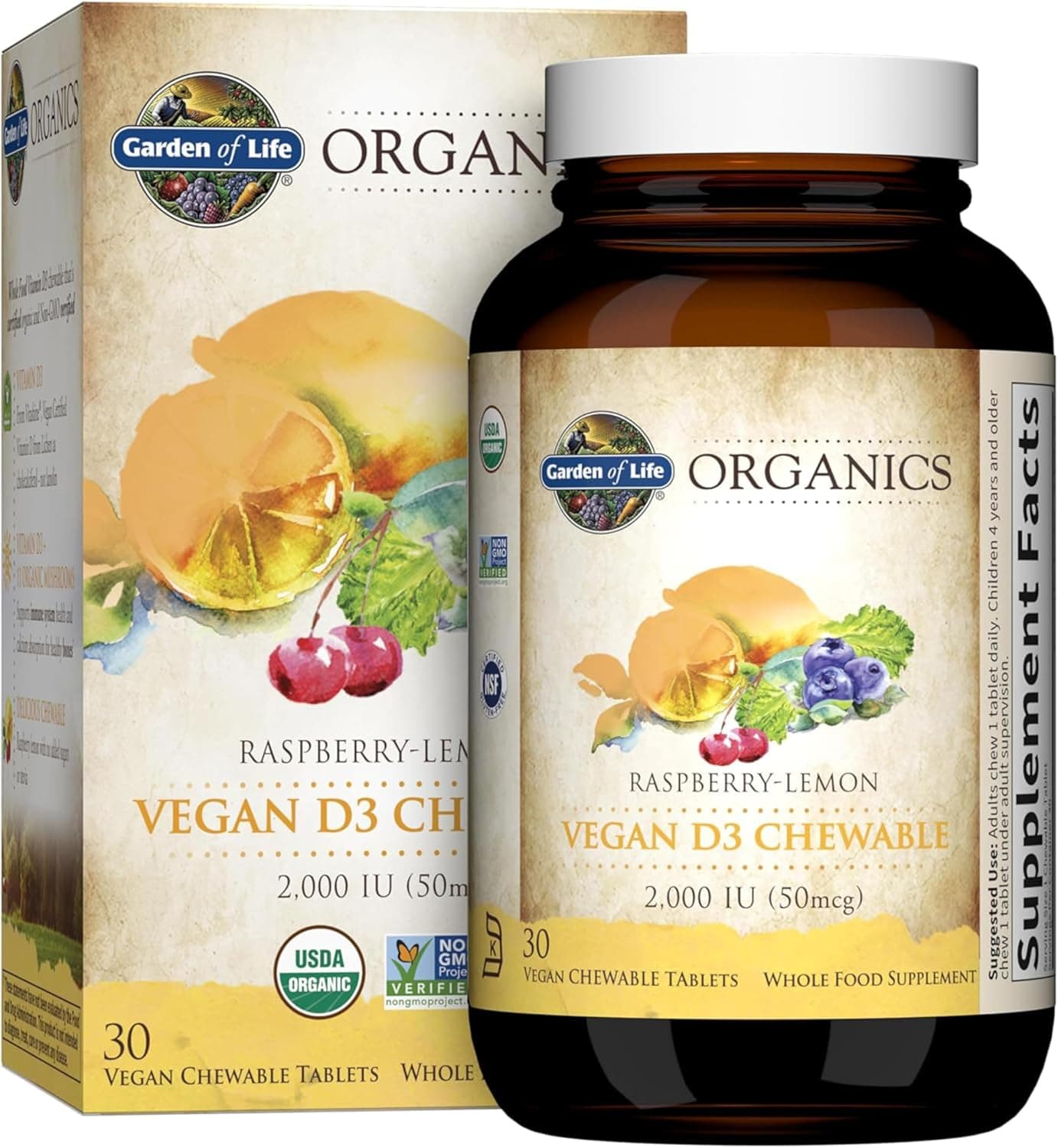 Vegan D3 Chewable Tablets Raspberry Lemon for Adults