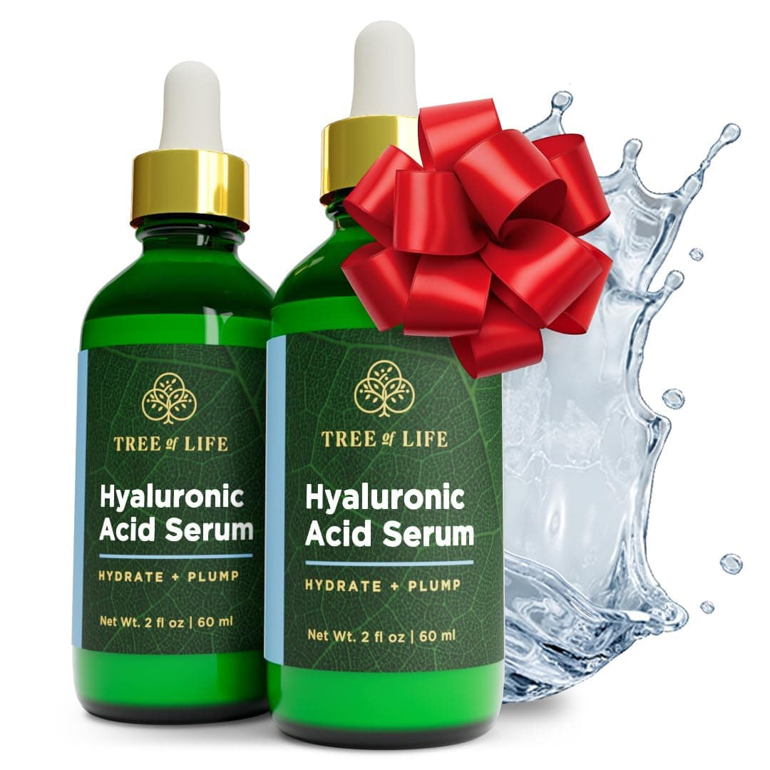 Tree of Life Beauty Hyaluronic Acid Serum Skin Brightening Face Oil for Dark and Age Spots Facial Serums for Dry and Sensitive Skin Care with Vitamin E for Soft Smooth Skin 2 Fl Oz Pack of 2