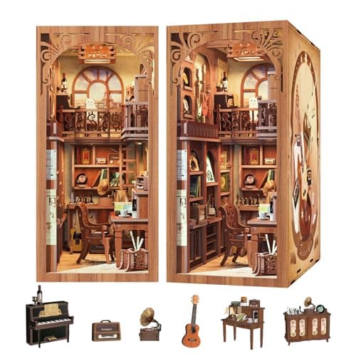CUTEBEE Book Nook Kit - DIY Miniature House Dollhouse Kit for Adult and Teens, Booknook Bookshelf Decor Alley Model Build with LED Light, Gifts for Family and Friends