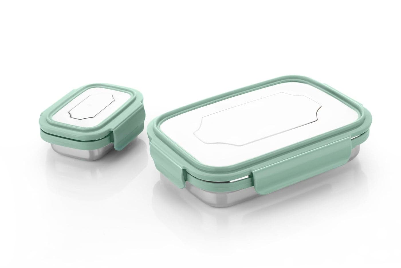 Attro E-lite Stainless Steel Lunch Box with Small Container Sleek & Compact Food Grade Ideal for Office, School, Picnic & Outdoor - 800ml+180ml Mint Green