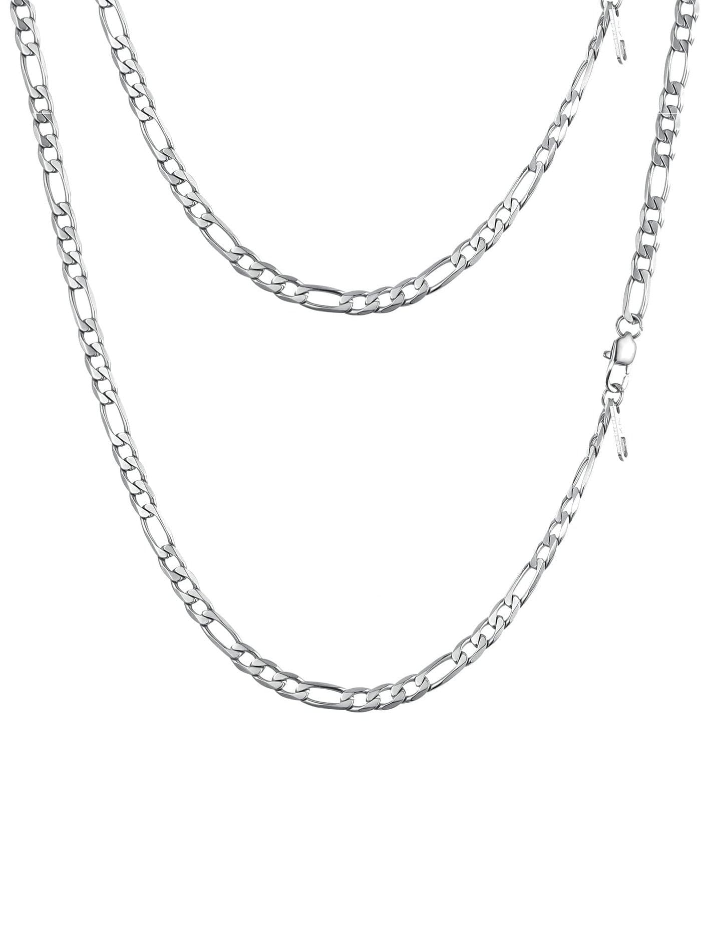 PROSTEEL Stainless Steel Figaro Chain for Men Thin Chains 20inch Silver Flat Chain Necklace