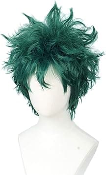 Linfairy Short Green Curly Wig Halloween Costume Cosplay Wig