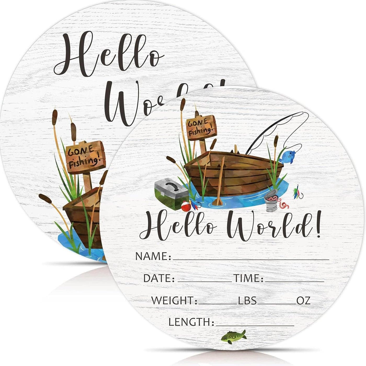 Birth Stat Sign for Newborn Fishing Baby Announcement Gone Fishing Hello World Name Sign for Hospital Gift for New Mom Baby Shower Pregnancy Announcement Photography Prop