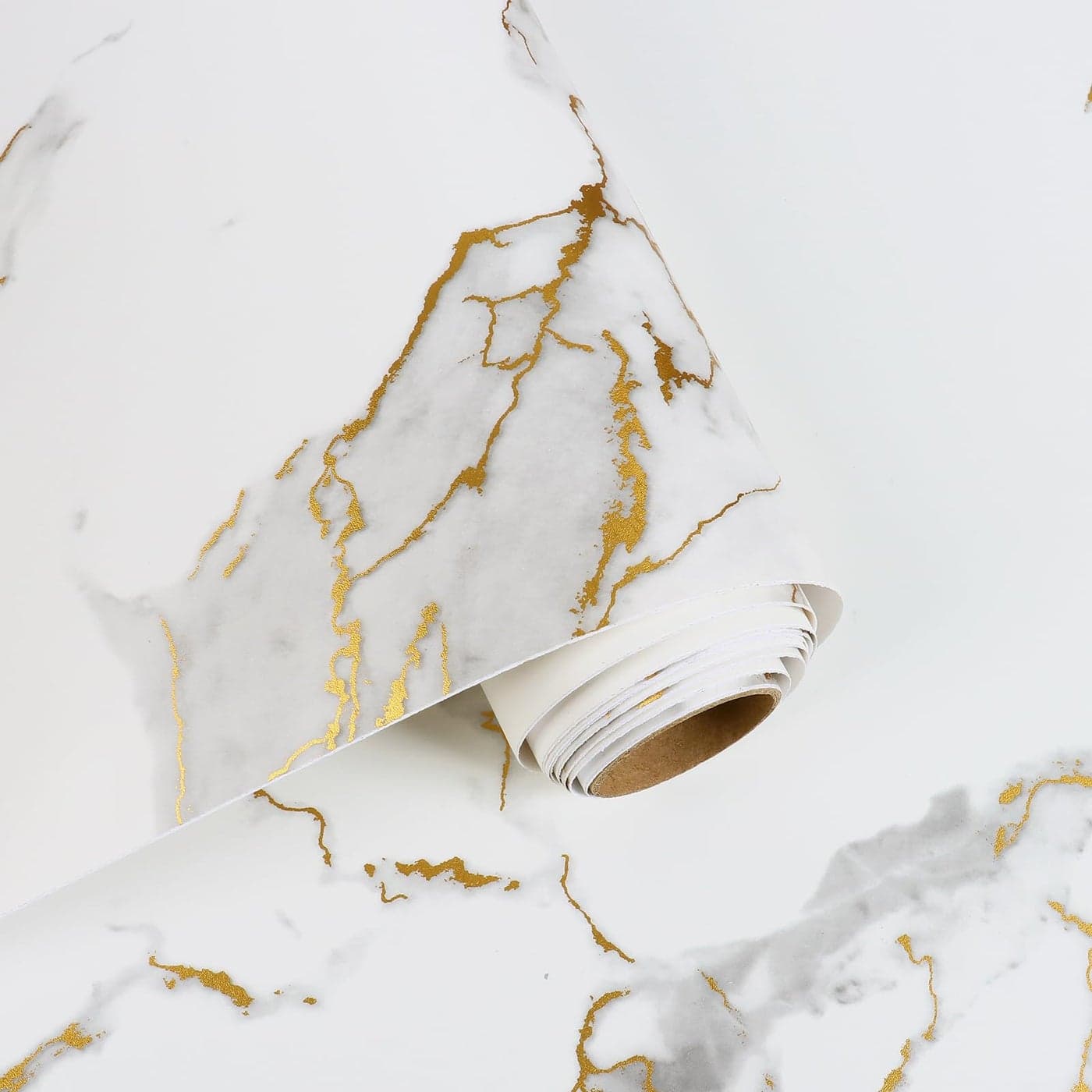 VaryFloral White and Gold Marble Contact Paper Peel and Stick Marble Wallpaper Removable Waterproof Cabinet Contact Paper for Countertops Vinyl Wrap Marble Wall Paper for Bathroom Kitchen 118x118