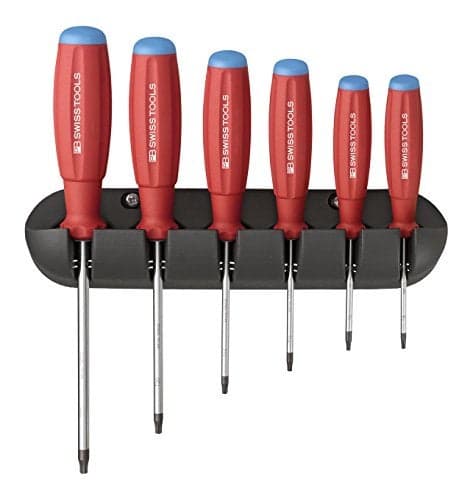 PB Swiss Tools SwissGrip Screwdriver Set with Wall Rack for Torx Screws size T8T25