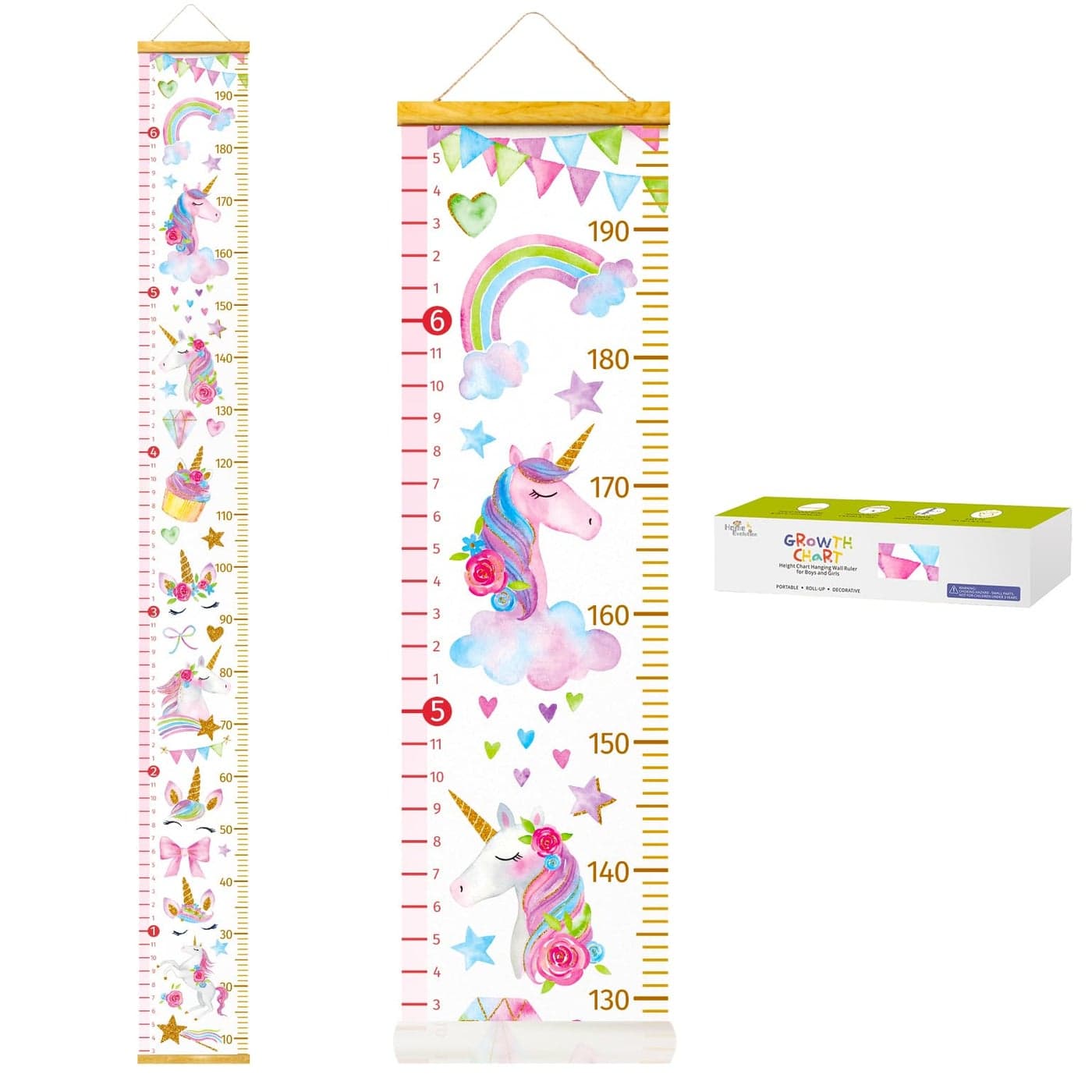 HomeEvolution Kids Growth Chart Height Measuring Chart Unicorn Canvas Wall Hanging Rulers for Baby Children Girls Bedroom Decor