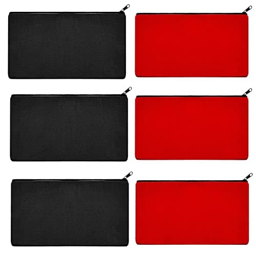 Lify DIY Craft Blank Bag Canvas Makeup Pencil Pouch with Zipper- Multipurpose Pen Pencil Case Cotton Canvas Cosmetic Bag Travel Cosmetic Bag, Stylish and Durable Pouch with Zipper -6 Piece Pack