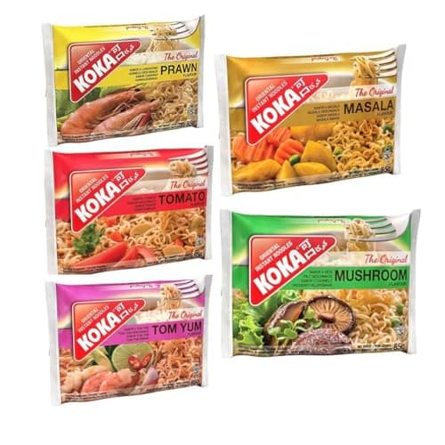 KOKA Oriental Instant Noodle | Multi Flavor Noodles| Non-vegetarian (Pack of 5 X 85g)