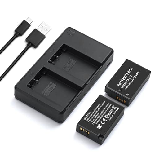 LP-E17 Battery Pack + Dual USB Charger Compatible with E RP, Rebel T7i, T6i, T6s, M6, M5, M3, SL3, SL2, 77D, 8000D, KISS X8i, 800D, 760D, 750D, 200D, DSLR Cameras
