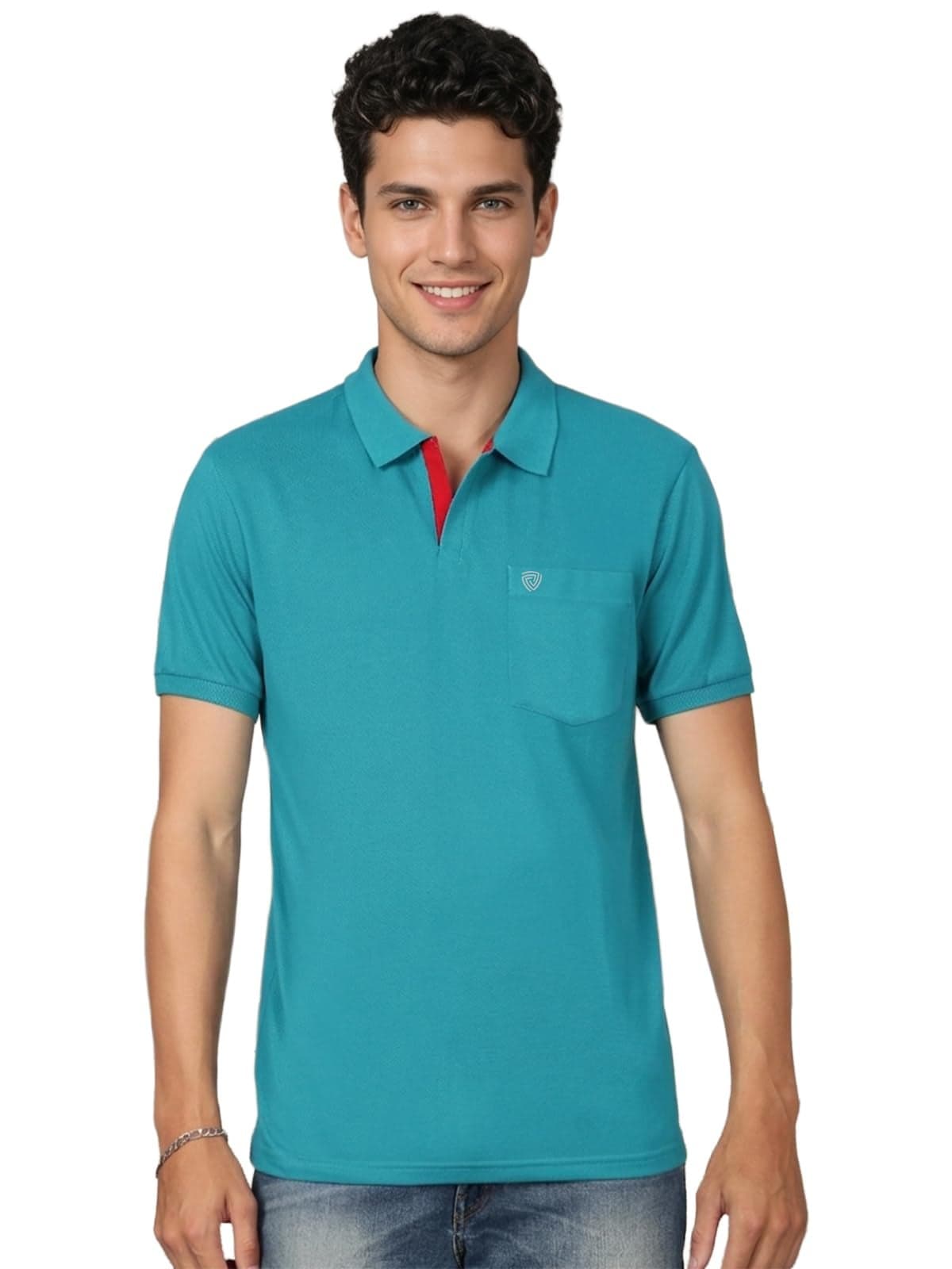 Lux Cozi Men's Half Sleeve Soild Casual T-Shirt with Chest Pocket_COZI_2122_SGN_5XL_1PC Sea Green