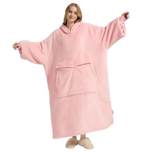 Krifey Big & Tall Wearable Blanket Hoodie with Cat Pocket, Extra Long Oversized Fleece Blanket for Adults, Cozy Birthday Gifts, Christmas Gifts
