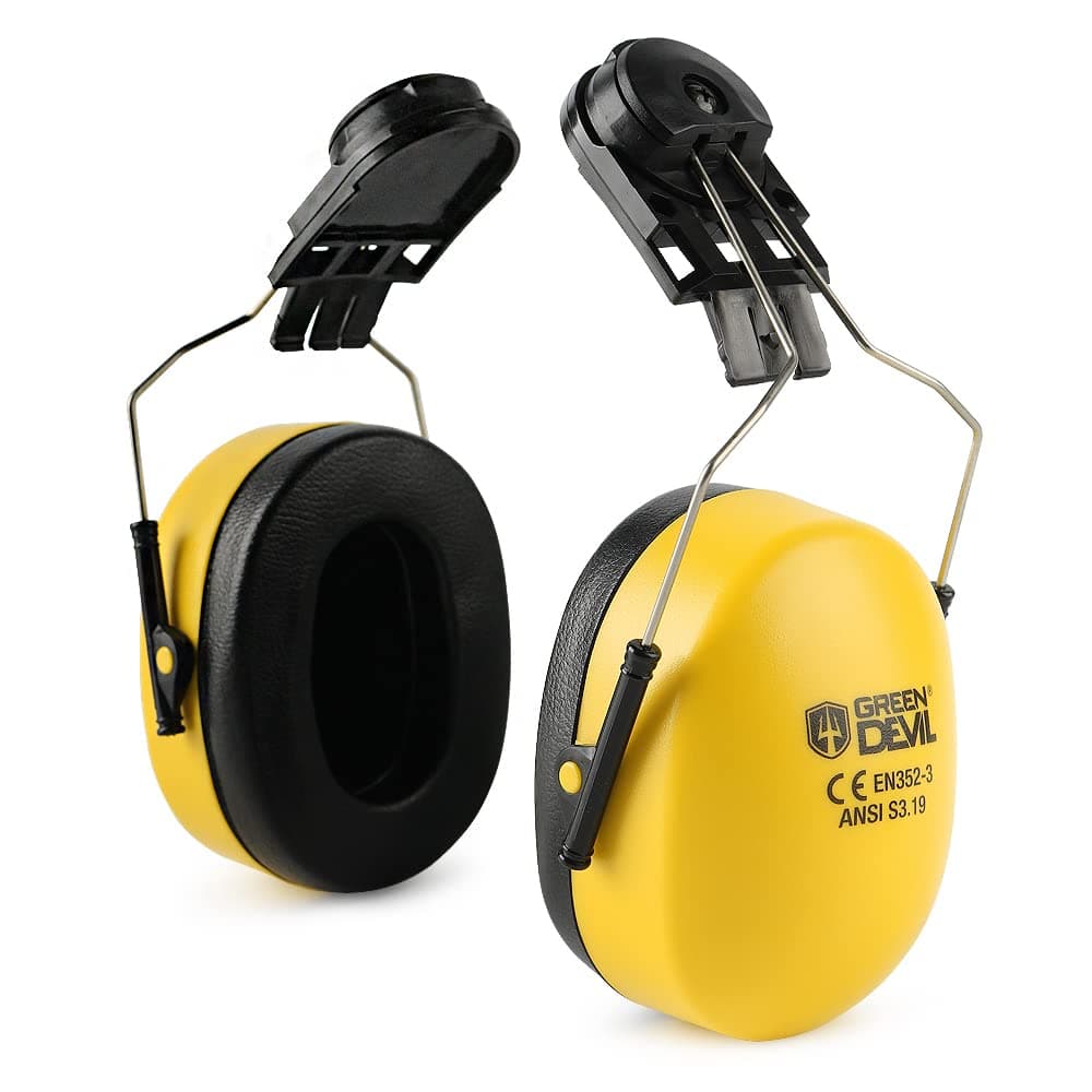 Hard Hat Mounted Ear Muffs Helmet Attachable Hearing Protection Safety Earmuff Professional Hard Hat Attachment Ear muff for Construction or Manufacturing NRR 27dB Noise Protectionsafetyyellow