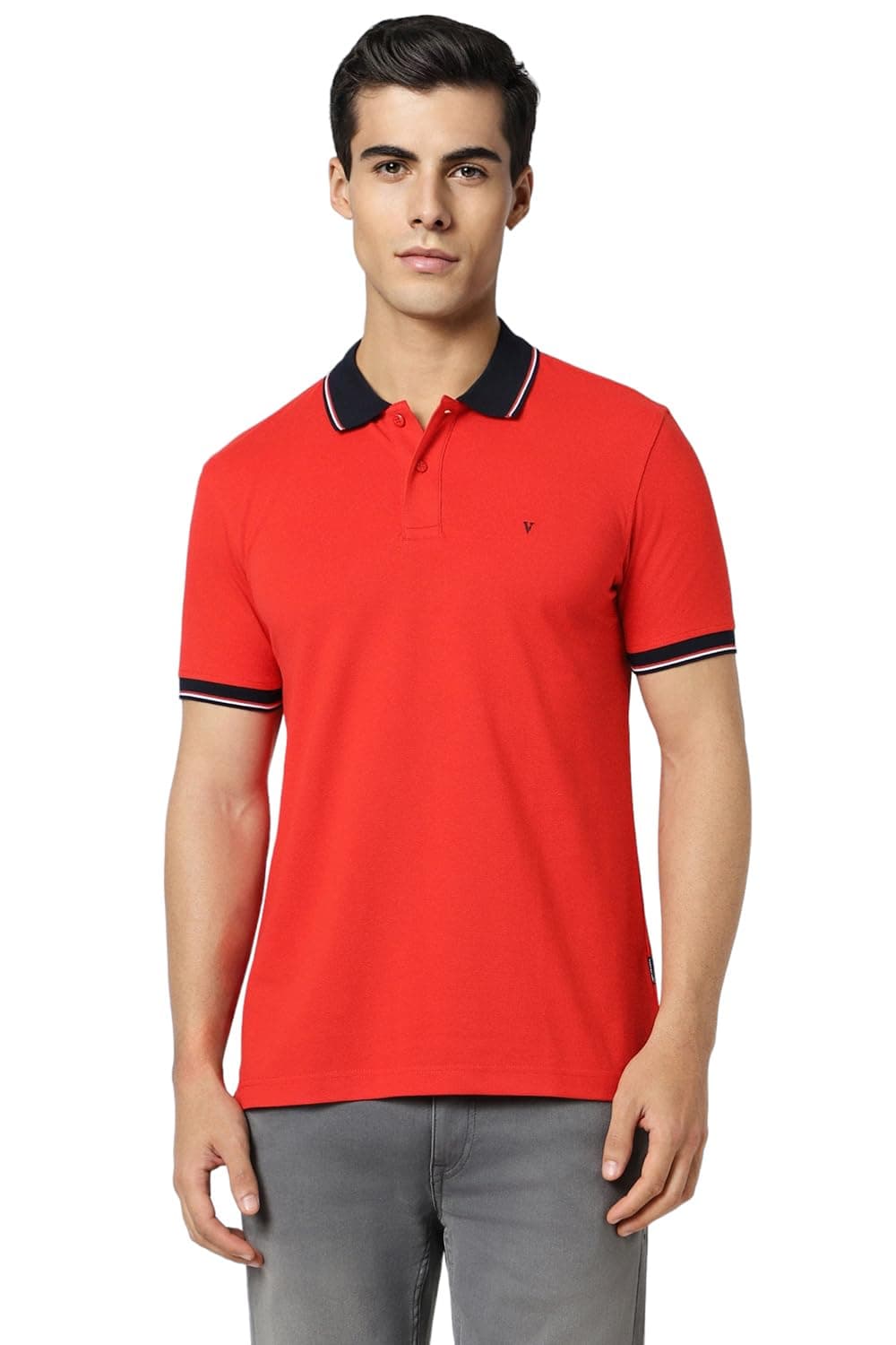 Van Heusen Cotton Men's Solid Regular Polo T-Shirt (VSKPURGBE36687_Multi-Rust M)
