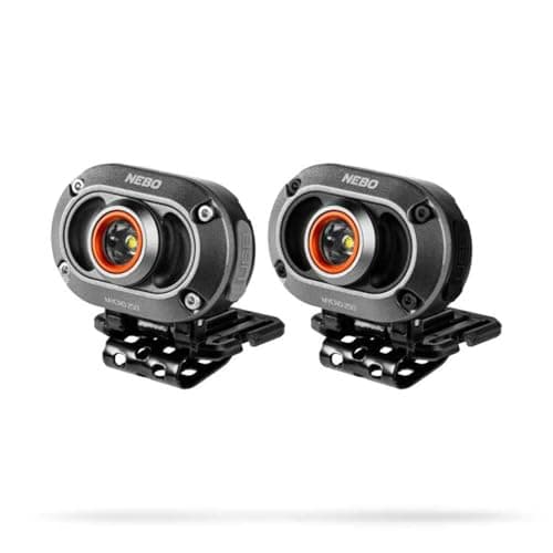 NEBO MYCRO 250 Rechargeable Headlamp | 250 Lumens, 3 Light Modes, Water Resistant, Adjustable Strap, Super Bright Head Lamp for Camping & Hiking, Includes USB Charging Cable — 2 Pack
