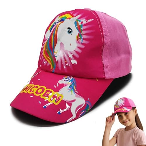 VRITRAZ Synthetic Printed Unicorn Little Baseball Cap for Kids, Baby Girls and Boys 3-12 Years (Pink)