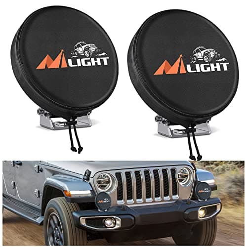 Nilight 7 Inch Round Offroad Driving Pod Light Cover, 7.25 In Diameter Black Leather Protective Cover for Auxiliary Ditch Fog Bumper Headlight on Jeep Truck SUV ATV UTV Tractor