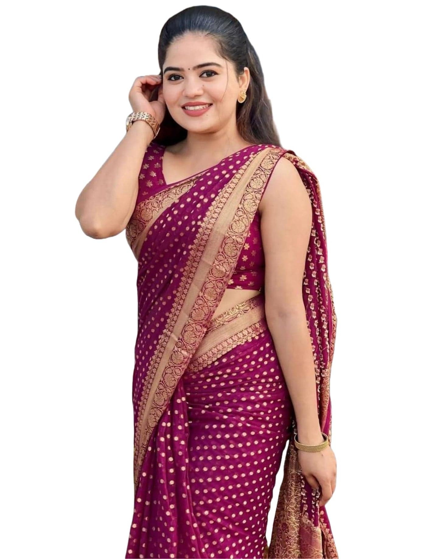 Fratona Women's Kanjivaram Soft Silk Banarasi Saree With Bloue Piece (WINE)