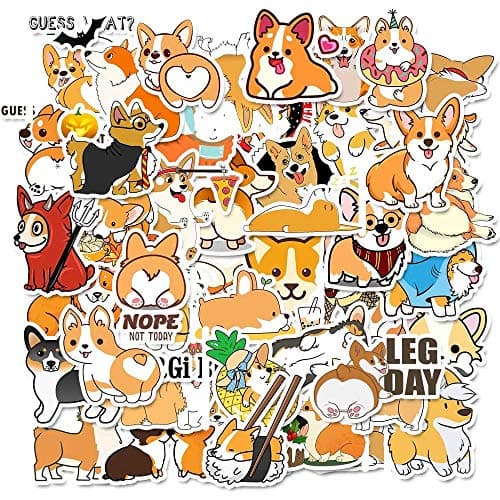 iDream Corgi Dog Stickers (Set of 50) – Cute Vinyl Stickers for Laptops, Water Bottles, Phone Cases, Scrapbooking, and DIY Projects, Ideal for Corgi Enthusiasts