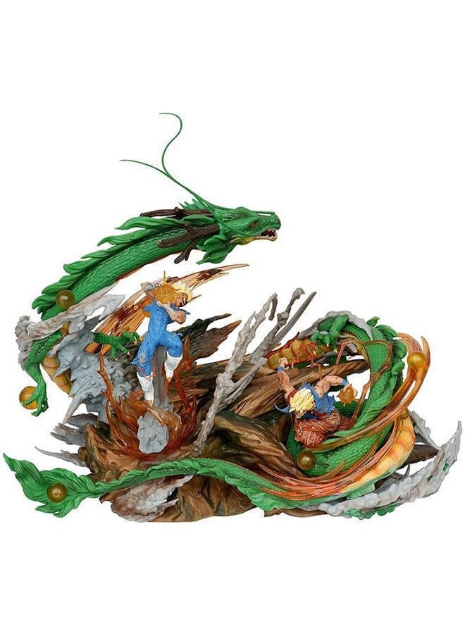 Dragon Ball GK Goku VS Vegeta Figure ,Coiling Dragon Battle Scene Anime Collectible Desktop Decor Gift For Boys Girls Kids Birthday 35CM