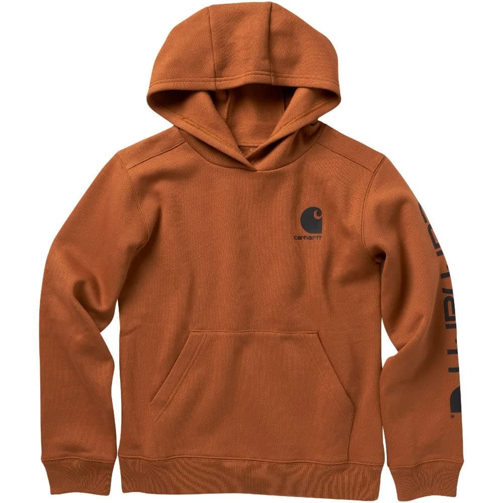 Carhartt Boys Long Sleeve Hooded Sweatshirt Carhartt Brown Medium 1012