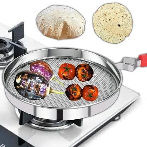 Tudoccy MAGRIDO Fulka Grill Pan Roti Maker | Papad Maker | Stainless Steel Papad Roaster & Non-Stick Grill Pan | Pulka Grill Tawa for Gas Stove Cooking | Home Kitchen Essential Cookware