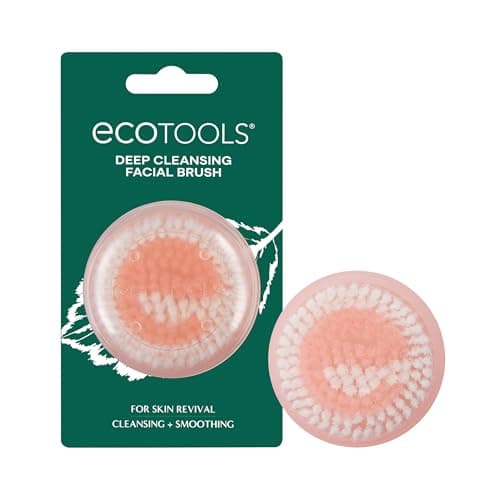 EcoTools Deep Cleansing Facial Brush, Manual Facial Cleansing Brush Exfoliates & Deeply Cleanses, Remove Makeup & Dry Skin, Eco-Friendly Face Brush for Cleansing, Color May Vary, 1 Count